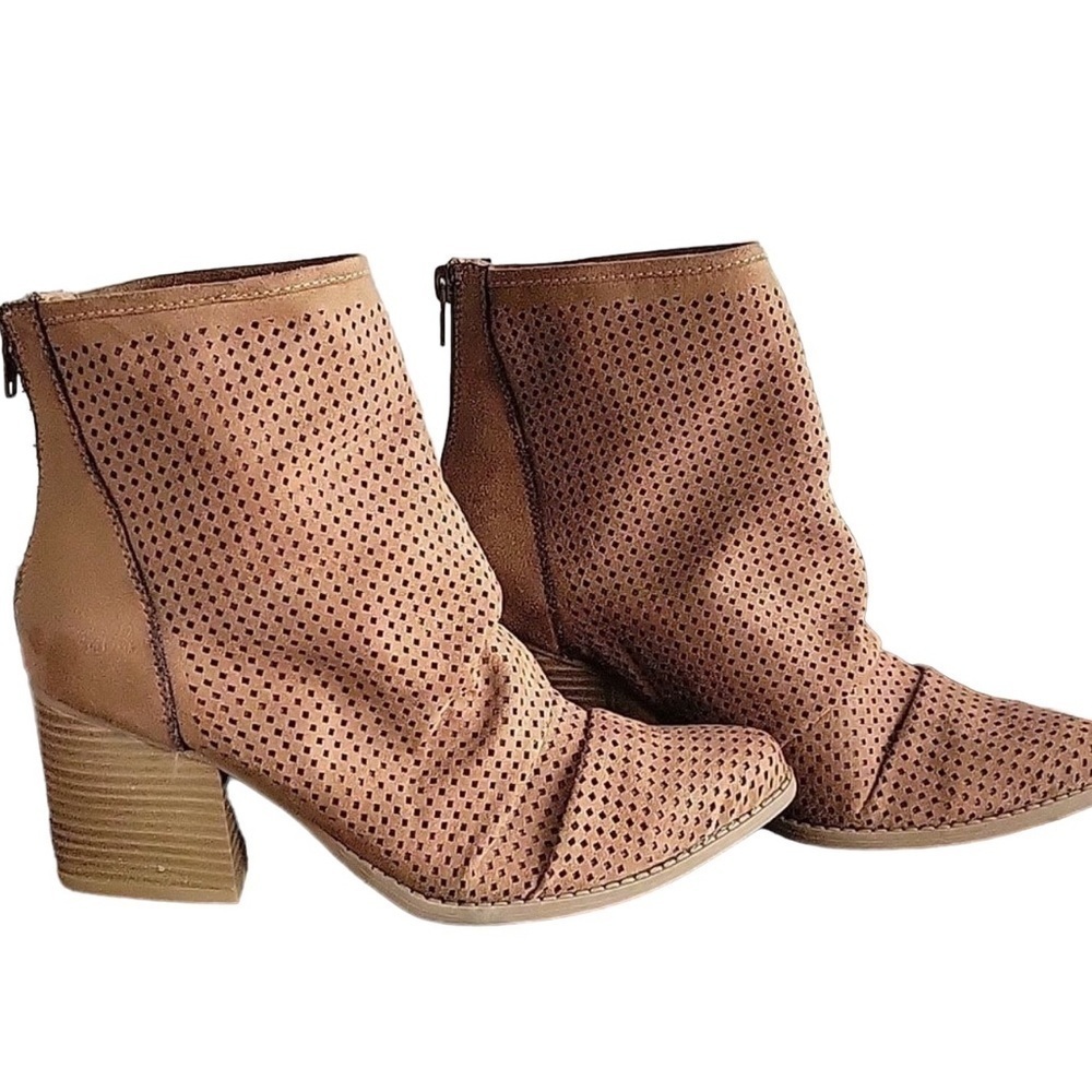 Karim blue karmel boot suede leather back zipper pointed toe boho  SZ 6